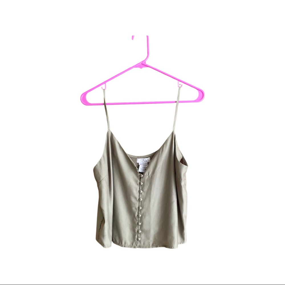 Nordstrom CAD Army Green Crop Tank Top with button front - Size L -
